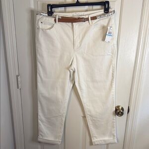 New Gloria Vanderbilt All Around Slimming Effect White Crop Roll-Up Pants